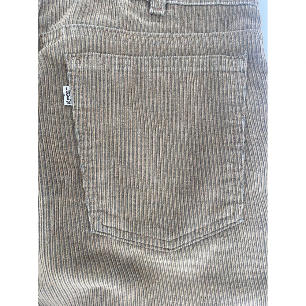 Levi's Corduroy Trousers 34x36 Tan Brown Excellent Vintage Pleated White Tab 520